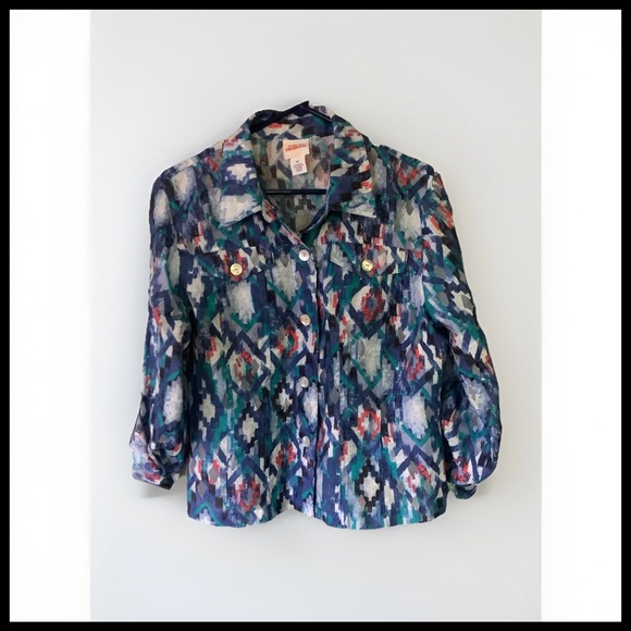 Ruby Rd. Size 14 Multicolor Button Down Shirt - Picture 2 of 8